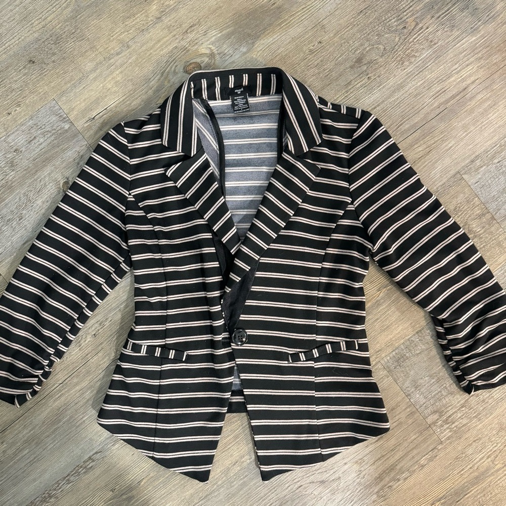 Stoosh Black and White Striped Blazer